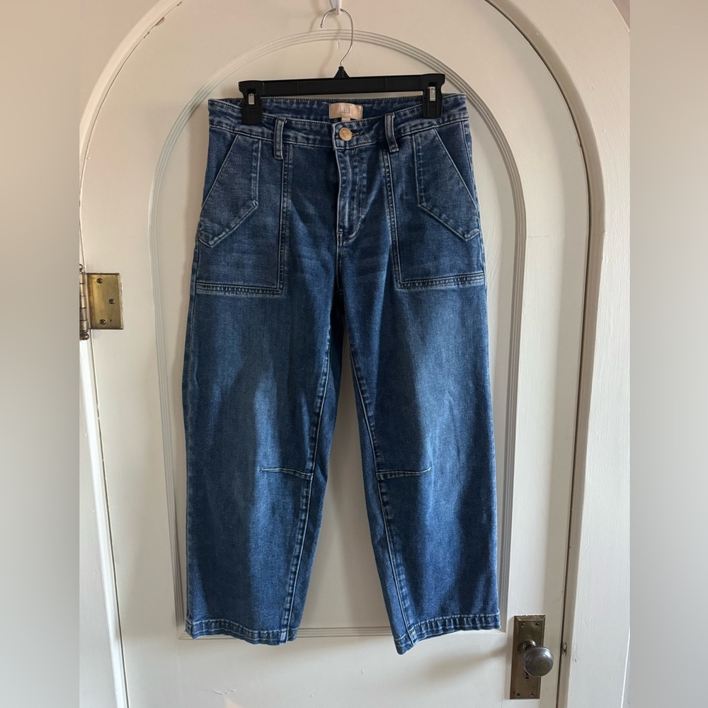 KUT Blue Denim Wide-Leg Barrel Jeans